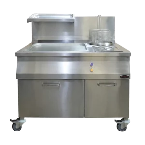 Ottoman OTX ABM paneerwerktafel met automatische zifter en inox paneerkom voor professioneel kip paneren